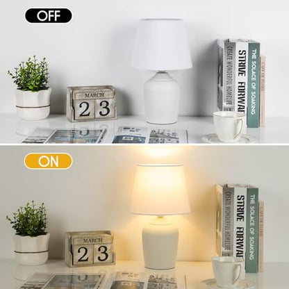 Sucolite Juego de 2 lámparas de mesa pequeñas de 11.8 pulgadas, lámparas de mesita de noche para dormitorio, habitación de los niños, bonitas lámparas de escritorio con base de textura tachonada para