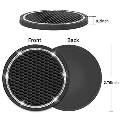 COCASES - Posavasos para automóvil, paquete de 4 posavasos universales para automóvil, posavasos de diamantes de imitación de cristal para portavasos, accesorios para el interior del automóvil de 2.75