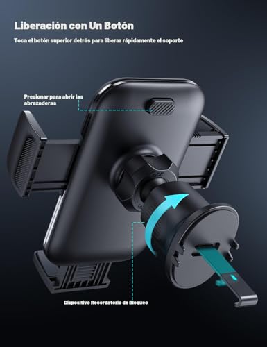 Lamicall 2025 Abrazadera más amplia con gancho de metal Soporte para teléfono de coche para ventilación [Compatible con fundas gruesas] Soportes para teléfono para su coche Montura de manos libres