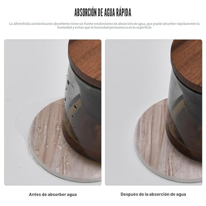 6 posavasos con soporte, posavasos de cerámica estilo mármol, juego de posavasos absorbentes adecuados para tipos de tazas, posavasos de estilo moderno para mesa de café, 4 pulgadas
