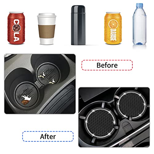 COCASES - Posavasos para automóvil, paquete de 4 posavasos universales para automóvil, posavasos de diamantes de imitación de cristal para portavasos, accesorios para el interior del automóvil de 2.75