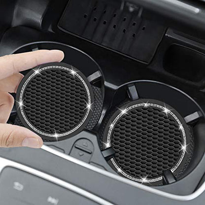 COCASES - Posavasos para automóvil, paquete de 4 posavasos universales para automóvil, posavasos de diamantes de imitación de cristal para portavasos, accesorios para el interior del automóvil de 2.75