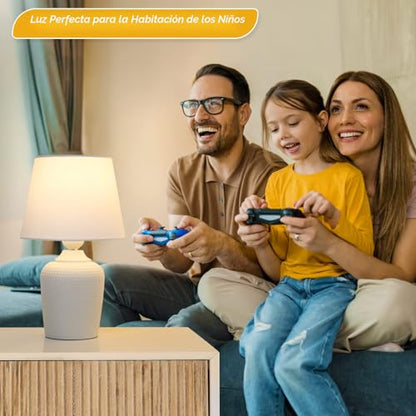 Sucolite Juego de 2 lámparas de mesa pequeñas de 11.8 pulgadas, lámparas de mesita de noche para dormitorio, habitación de los niños, bonitas lámparas de escritorio con base de textura tachonada para