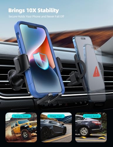 Lamicall 2025 Abrazadera más amplia con gancho de metal Soporte para teléfono de coche para ventilación [Compatible con fundas gruesas] Soportes para teléfono para su coche Montura de manos libres