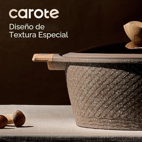 CAROTE Juego de 26 ollas y sartenes antiadherentes, juego de utensilios de cocina, ollas y sartenes de inducción, cocina antiadherente, sin PFOA