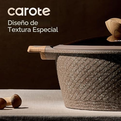 CAROTE Juego de 26 ollas y sartenes antiadherentes, juego de utensilios de cocina, ollas y sartenes de inducción, cocina antiadherente, sin PFOA