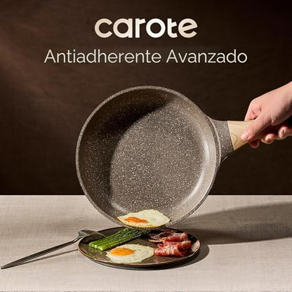 CAROTE Juego de 26 ollas y sartenes antiadherentes, juego de utensilios de cocina, ollas y sartenes de inducción, cocina antiadherente, sin PFOA
